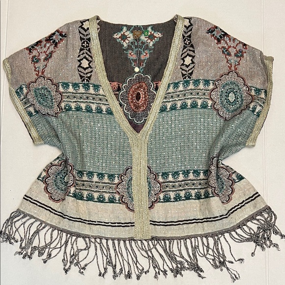 FARM Rio Tops - FARM RIO BRAZIL WOMENS BOHO FRINGE TOP